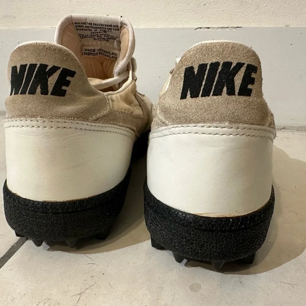 VTG Nike Land Shark Shoes‎ Cleats Mens 9 Baseball White 860305 PA Nylon Cream